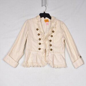 Ruby Rd Off White Women's Blazer Size 4P Missing Bottom Button